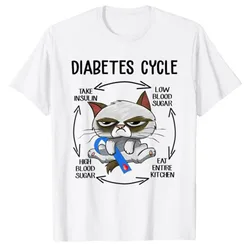 Consapevolezza del diabete ciclo del gatto vita diabetica per uomo donna t-shirt Kitty Lover Graphic Tee top Cute Cartoon abbigliamento uomo abbigliamento