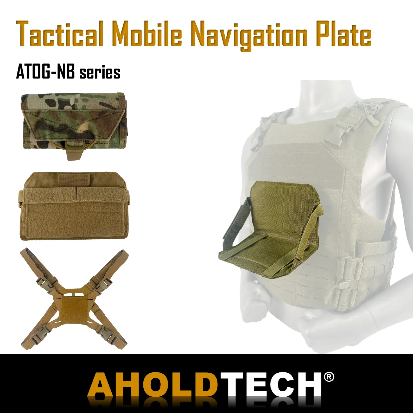 Aholdtech Tactical Mobile Navigation Plate Chest Hanging Mobile Holder Foldable Bag Outdoor Vest With MOLLE Hunting Sports Gear