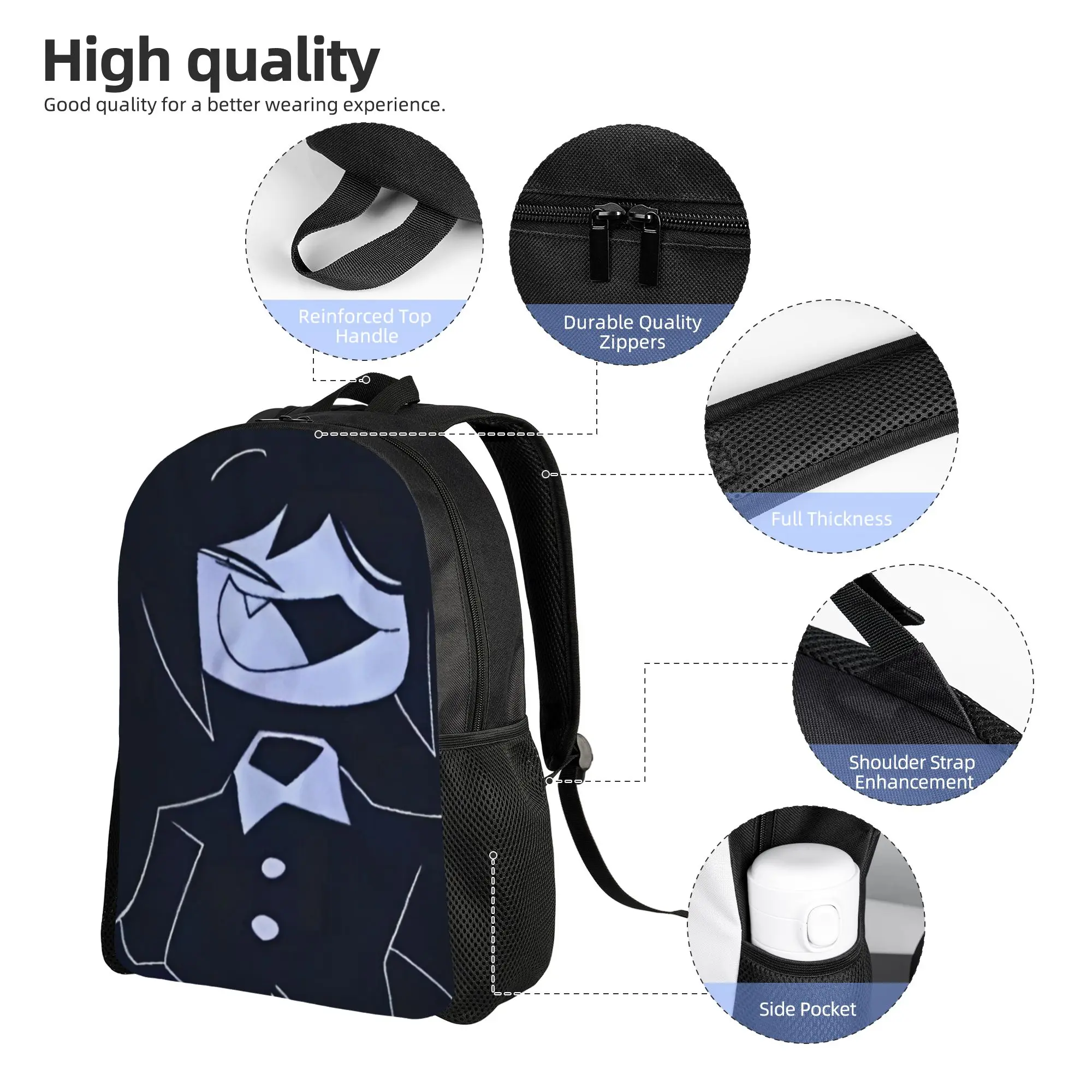 Miss Circle Laugh Backpack Lightweight High School Fundamental Paper Education Daypack for Men Women College Canvas Bags
