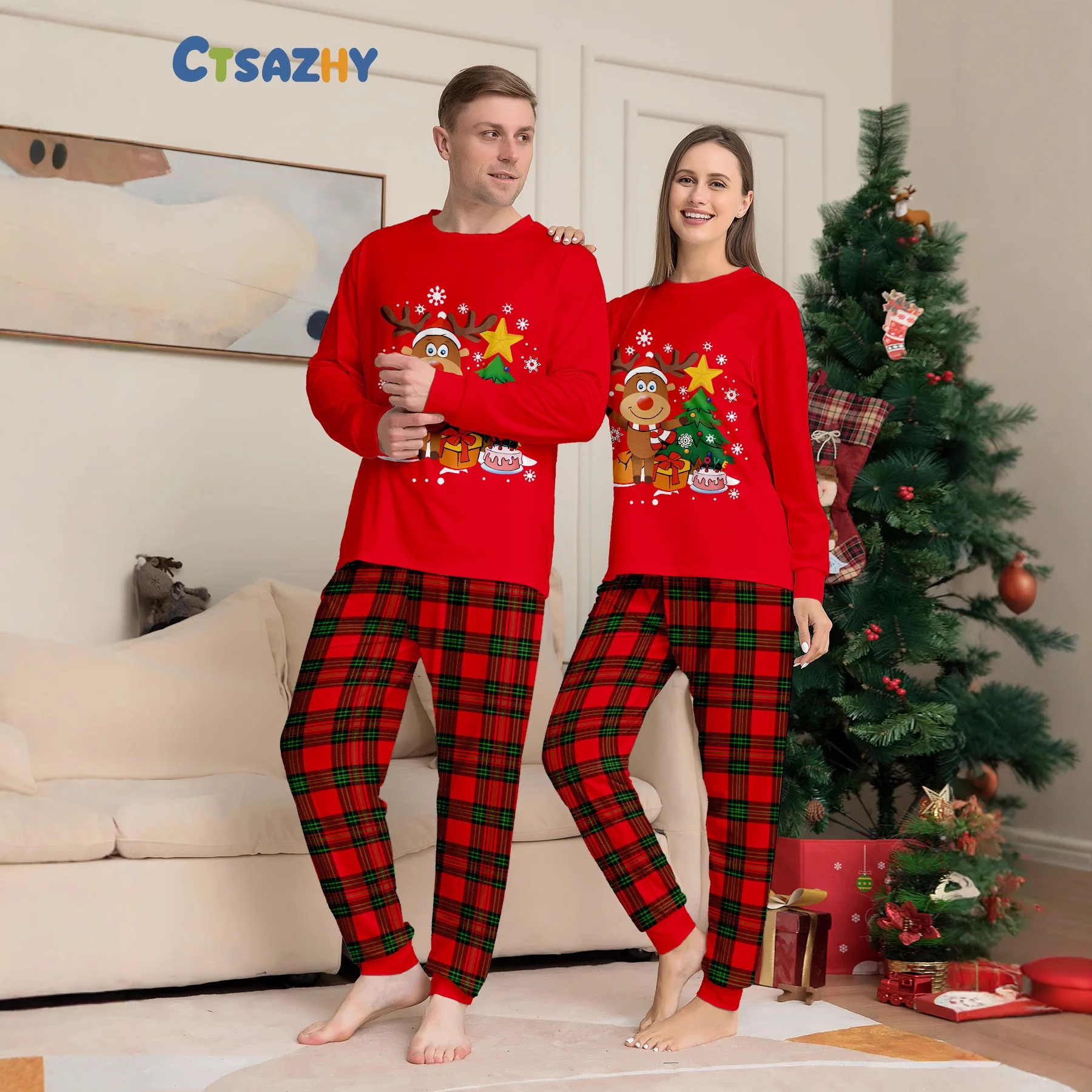 2026 Winter Christmas Family Matching Outfits Star Print Cute Pajamas Set 2 Pieces Suit Soft Loose Sleepwear Xmas Look Pyjamas