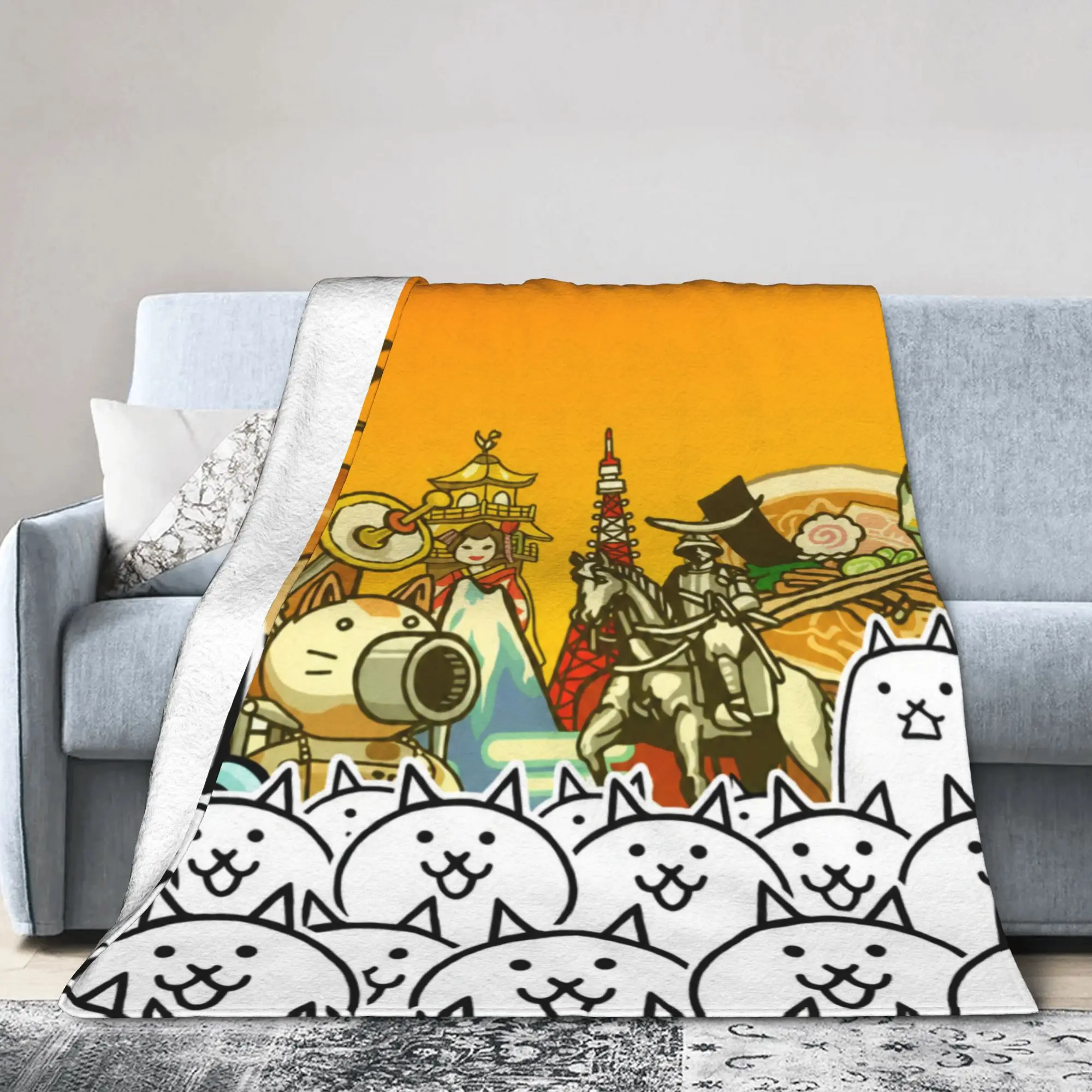 The B-Battle C-Cats Cartoon Blanket Cover Velvet Games Ultra-Soft Throw Blankets for Outdoor Travel Bedspread