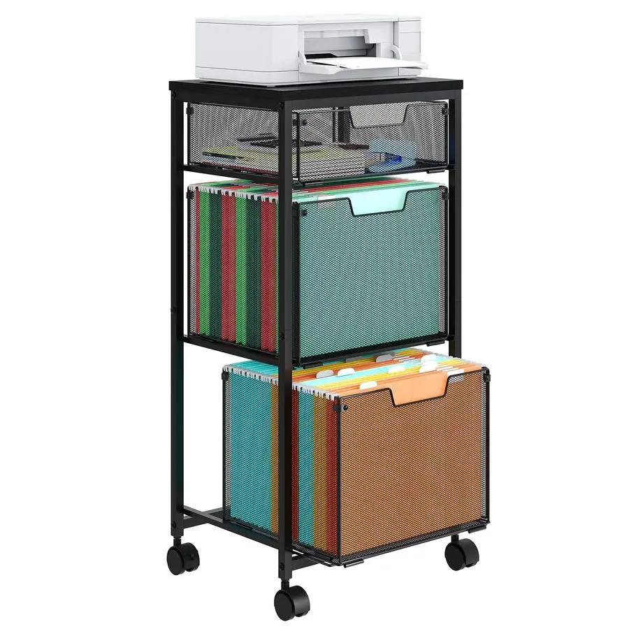 

Drawer Mobile File Cabinet for Home Office, Rolling Filing Cabinet on Lockable Wheels, Hanging File Folders Organizer, Utility
