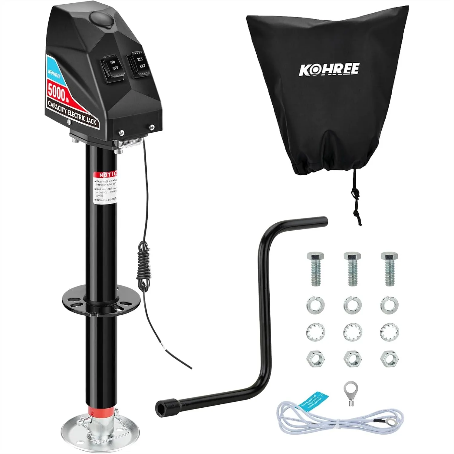 

Electric Trailer Jack 5000lbs, Heavy Duty A-Frame Tongue Jack with LED Light for Travel Trailers, 12V DC, 9.8"-31.7" Lift