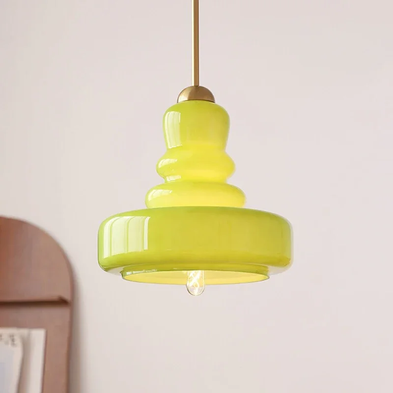 Bauhaus Green Glass Gourd Pendant Light led Kalebas Glazen Hanglamp Kitchen Island Bedroom mooding French Medieval Dining Lamp