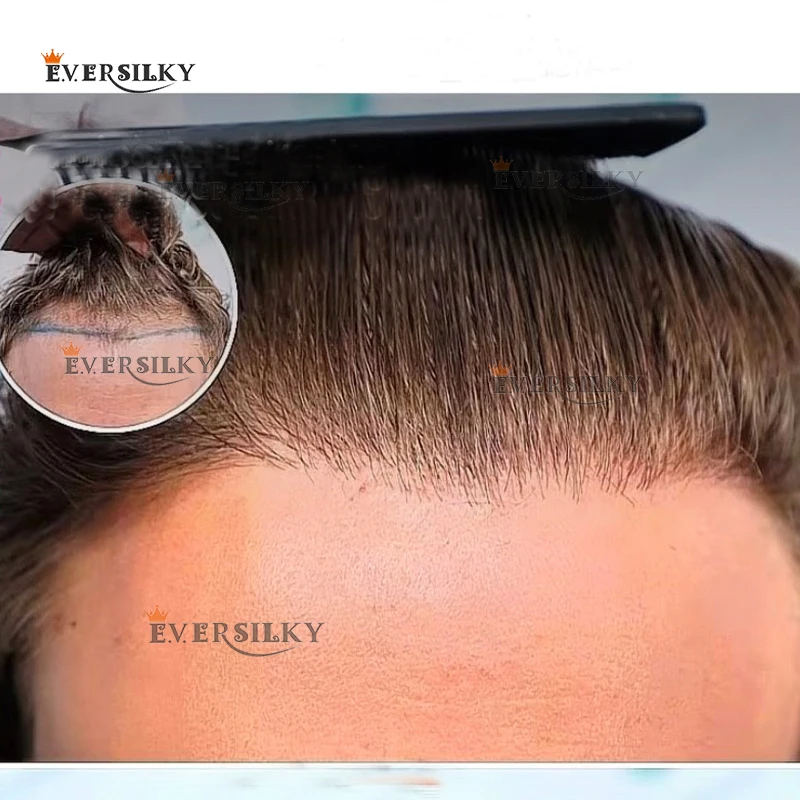 

80%Density 0.02mm Super Thin Skin Base Men's Brown Blond Human Hair System Prosthesis Undetectable Natural Hairline Men Toupee