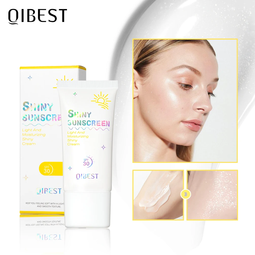 Facial Sunscreen Oil-Control Glitter Sun Cream Sunblock Skin Protective Refresh Sun Block Anti Aging Concealer Makeup Foundation