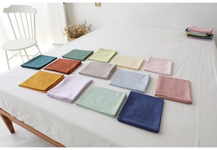 Pure Cotton Satin Pillowcase Long Staple Cotton Single Item 60 Thread Count Skin Friendly All Season  Color Duvet Cover