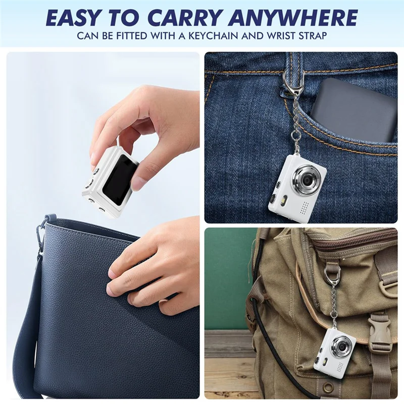 Qy-Keychain 1080P كاميرا رقمية صغيرة 0.96 بوصة كاميرا فيديو CCD محمولة للطلاب أثناء السفر وتسجيل الدراسة باللون الأبيض #6