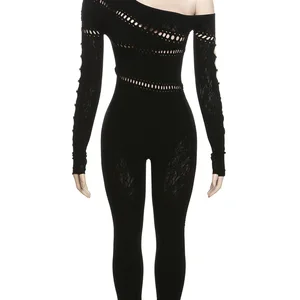 Seltsame Frauen der sexy Katze enge Overalls, unregelmäßig aus der dünnen Schulter, elastische Diamanten, Langarmunterkleidung, Overalls 10 Hauptverkaufs -Pailletten -Jumpsuit - №9