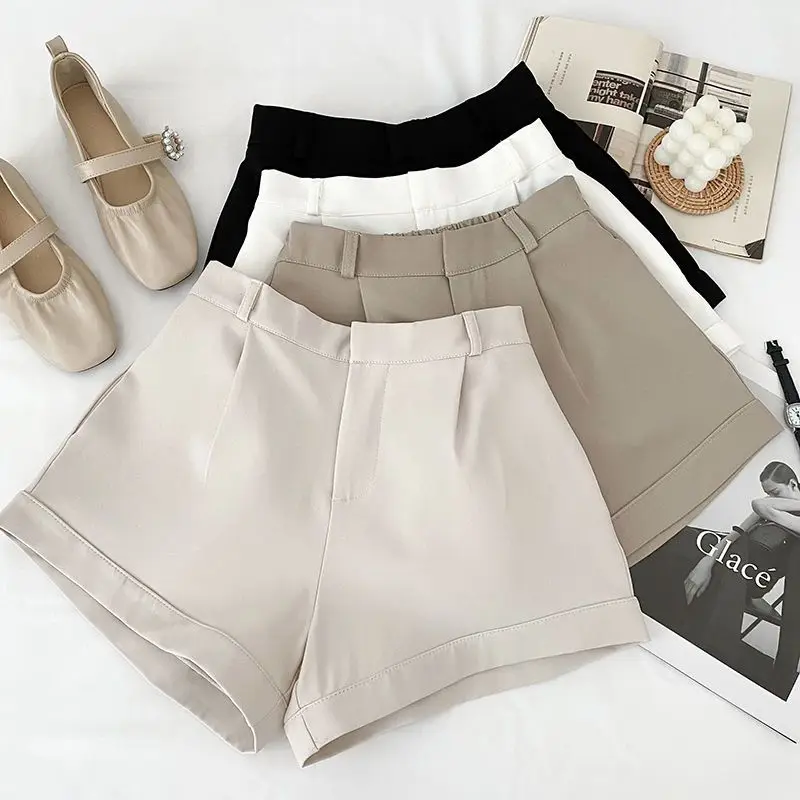 

Fashion Women Slim Hot Short Pants Suit Shorts Elegant High Waist White A Line Wide Leg Suit Summer Suit Casual Shorts C57