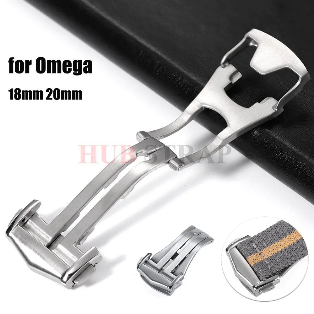 18 مللي متر 20 مللي متر الفولاذ المقاوم للصدأ مشبك ساعة ل أوميغا حزام (استيك) ساعة المشبك الجلود المعادن نشر زر للطي أبازيم اكسسوارات #1