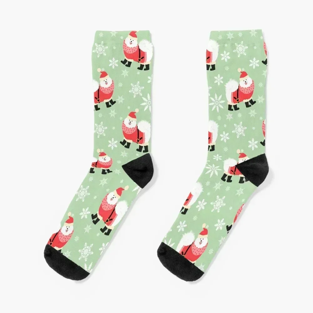 

Samoyed Christmas Santa Claus Socks anti slip football gifts bright garter Climbing Mens Socks Women's