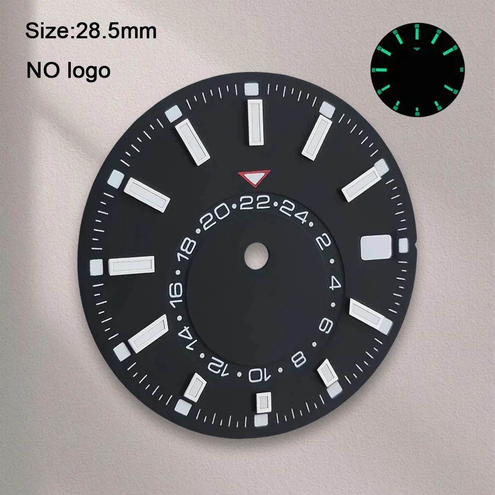 28.5mm No Logo Blank Dial For NH35 Movement Custom Logo Green Luminous Watch Dials Hands Watch Modification Accessories
