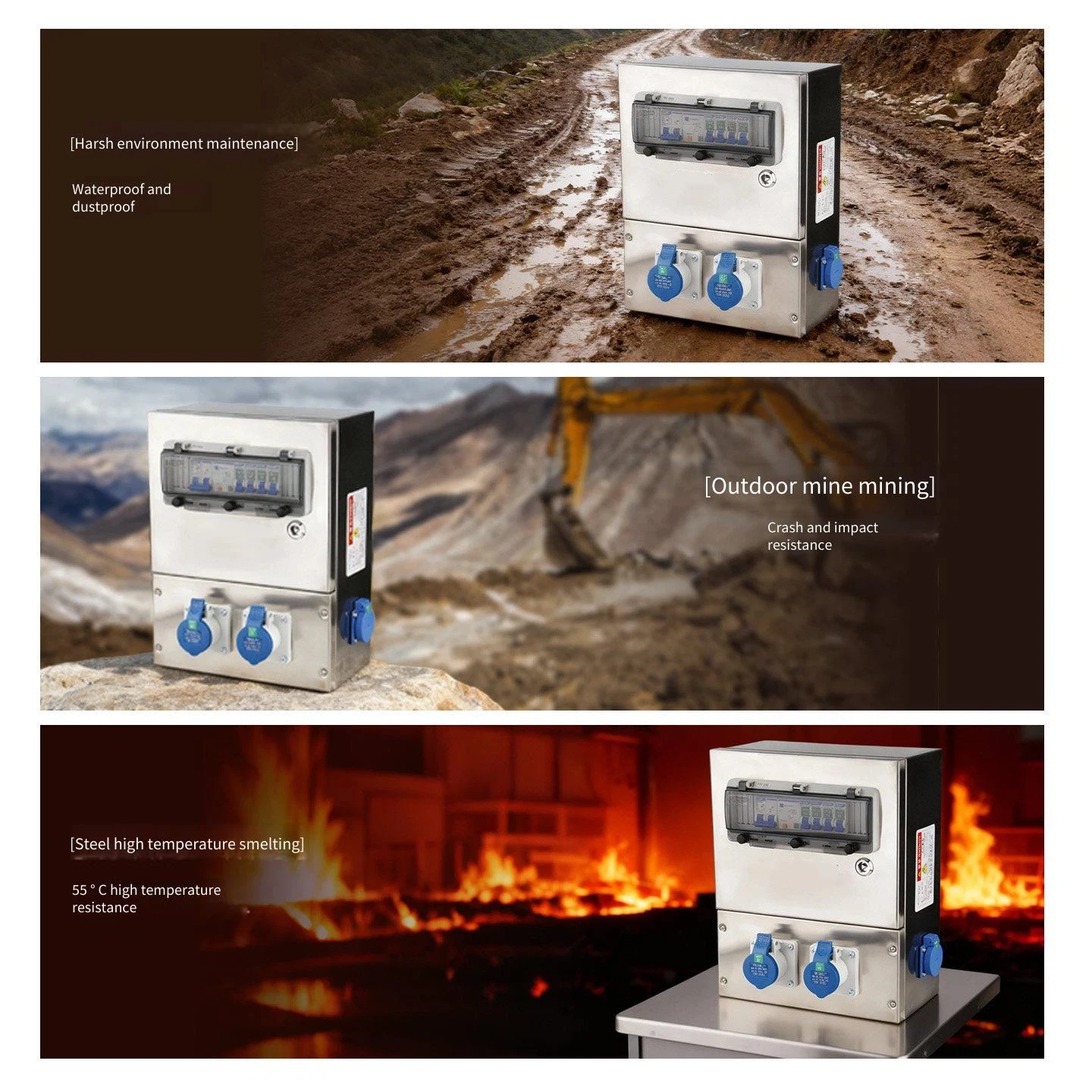 Stainless Steel Industrial Aviation Socket Box Outdoor Wall-mounted Corrosion-resistant Power Supply Strong Current Wiring Box