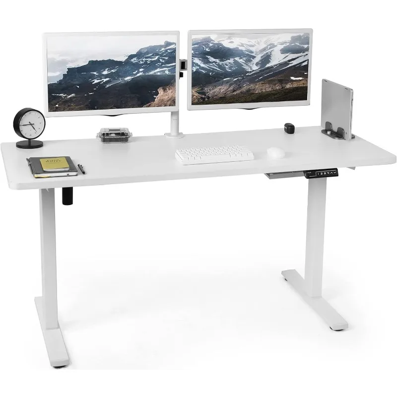 Christmas.Electric 60 x 24 inch Standing Desk Workstation, Memory Controller Height Adjustment, 1B Series, One-Piece White Top