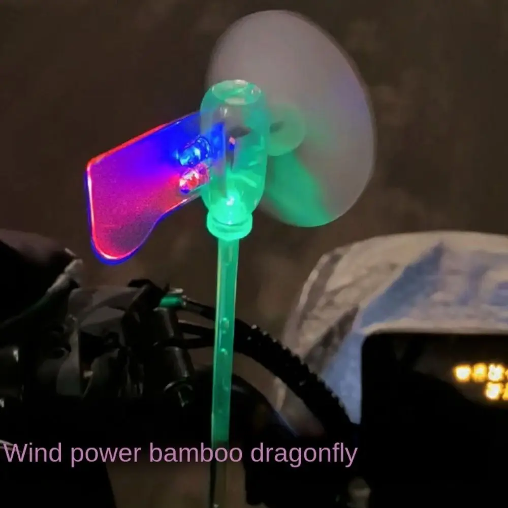 New Mini Windmill LED Light Safe Riding Wind Power Generation Car Decorations Plastic Creative Warning Light