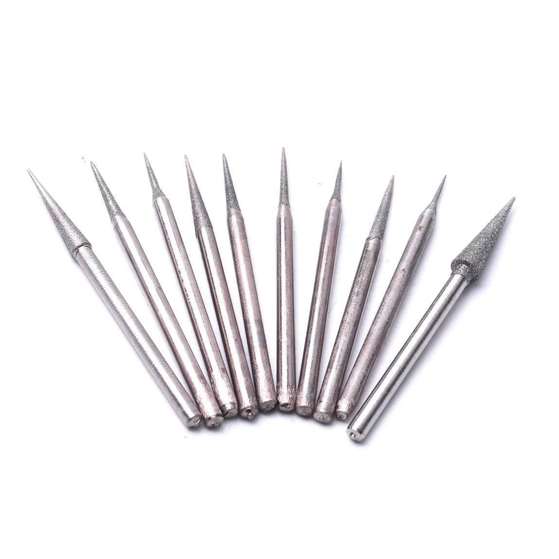 

10Pcs/Set 2.35mm Shank Mini Diamond Burrs Set Sharp Needle Burrs Rotary Point Grinding Head Carving Polishing Tool