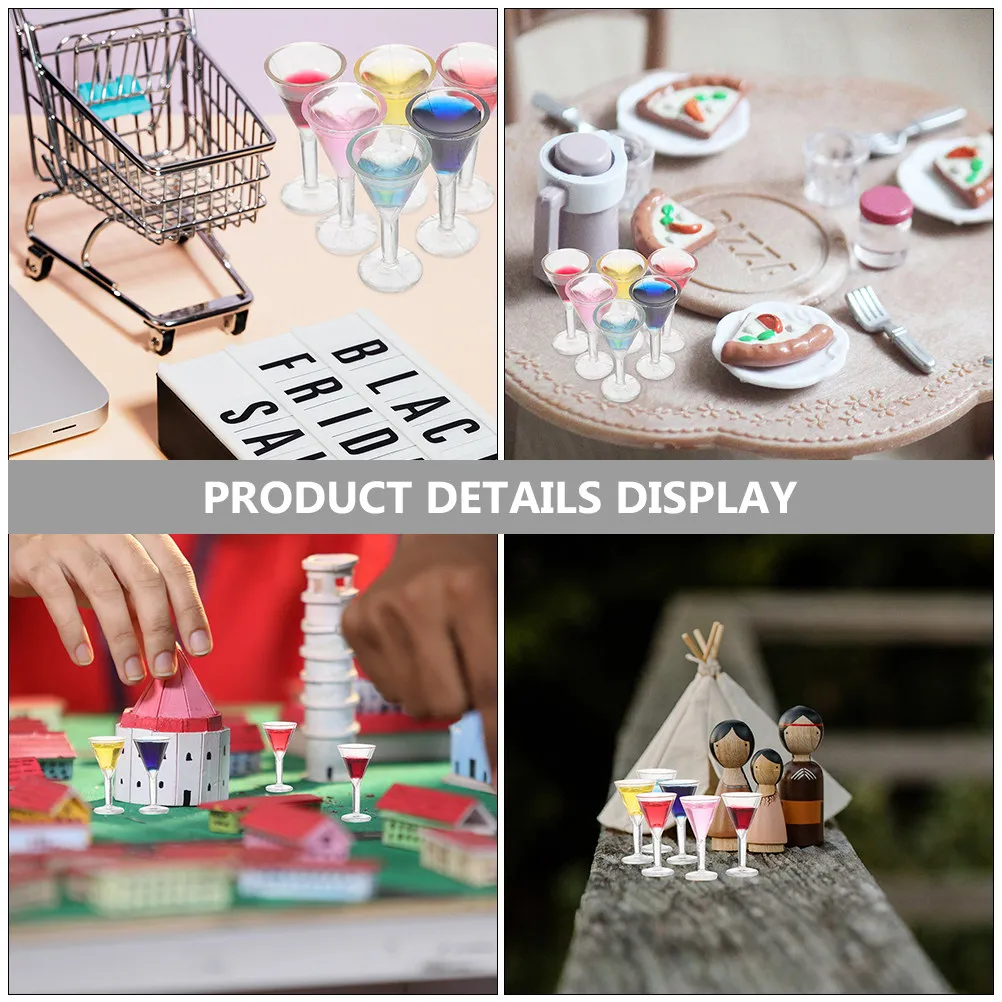 

12Pcs Miniature Cocktail Decoration Resin Mini Wine Glass Set Tiny House Accessories Miniature Wine Goblets Small Cocktail Scene