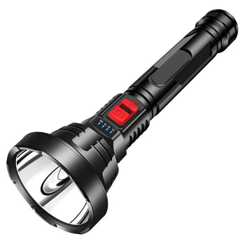 Large Reflector LED Torch: Ultra-Bright Long-Distance, USB Rechargeable Portable, Ideal for Hiking Camping Home Patrol