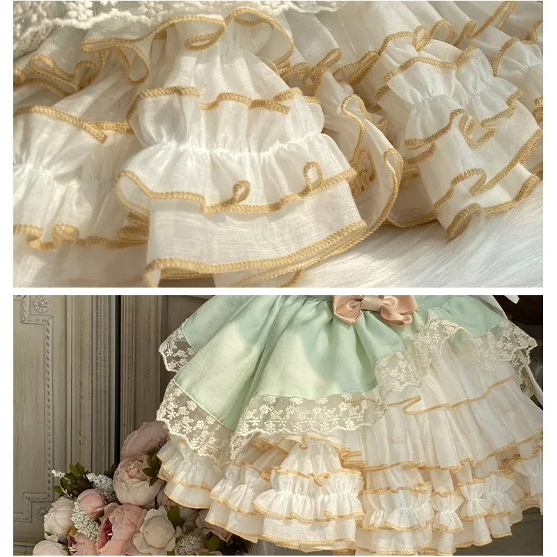 2023 Girls Birthday Dress Spain Court Lolita Infant Girls Princess Dress Baby Party Wedding Dress Baptism Clothes for Girls New