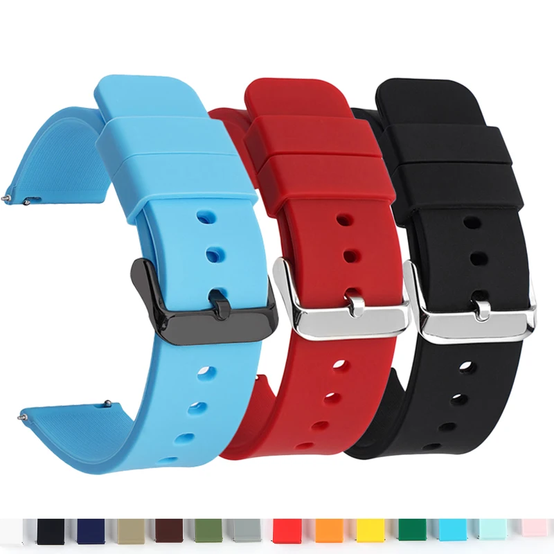 Quick Release Silicone Band for Samsung Galaxy for Huawei Universal Watch Straps 20mm 22mm 14mm 16mm 18mm Women&Men Accessories