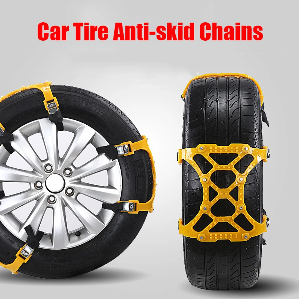 1 Piece Wheel Snow Chains For Mud Ice Roadway Emergency Tool Thickened Car Tire Anti-skid Chain TPU Adjustable Double Buckle