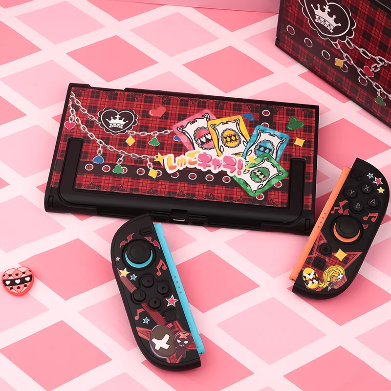 Capa protetora fofa com tema Amu compatível com Switch 2 - Shell destacável preto NS2 (2025) PC Hard Shell / Thumb Grip Caps