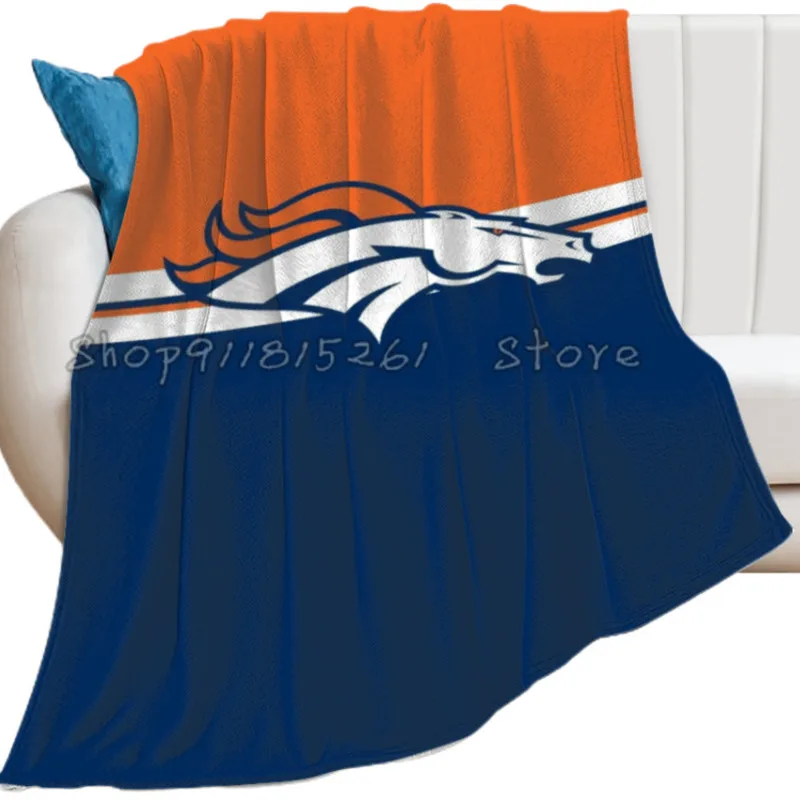 Rugby Denver Broncoes Throw Blanket Fuzzy Warm Throws for Winter Bedding3D Printing Soft Micro Fleece Blanket