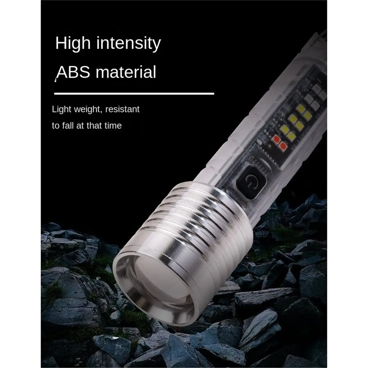 Super Bright Transparent LED Flashlight Zoom Camping Torch USB Rechargeable Work Light with Hook Magnet Pocket Lantern