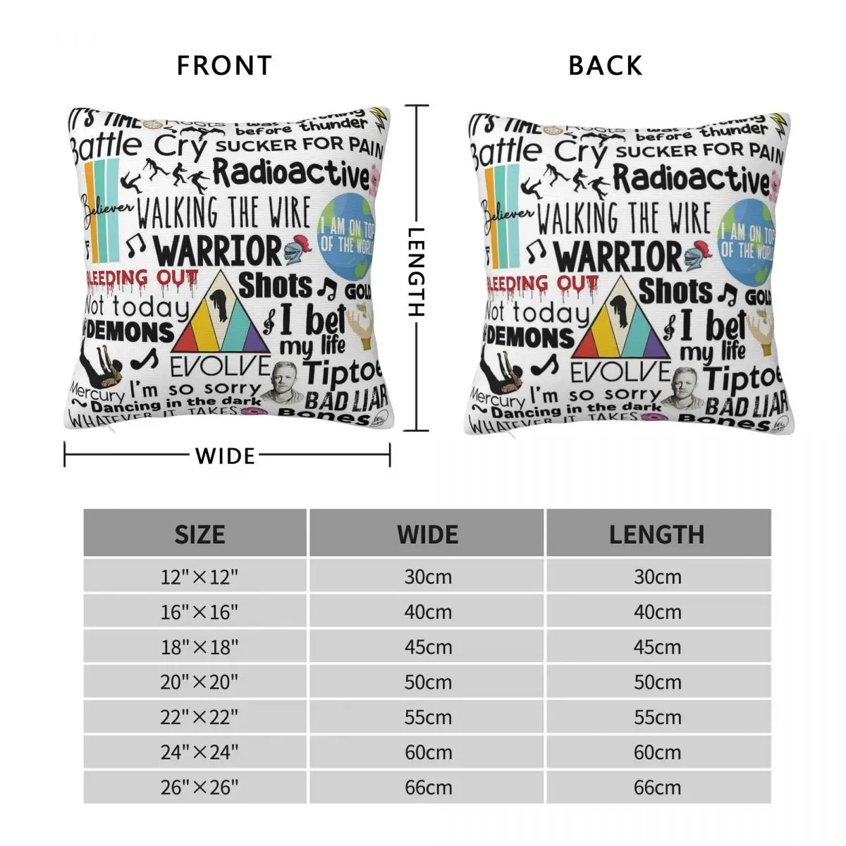Imagine Dragons Anthems Square Pillowcase Polyester Linen Velvet Pattern Zip Decorative Throw Pillow Case Room Cushion Case