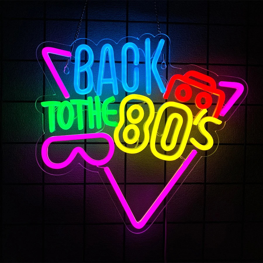 80年代に戻るネオンサイン-壁装飾用、ゲームルーム、クラブ、誕生日、カフェ、バー、友人へのギフト、コンサート装飾用のライトアップサイン