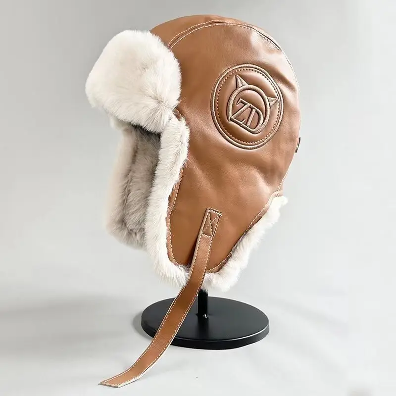 

Winter Hat Men Earflap Ushanka Warm Fur Hat Leather Army Helmet Bomber Men Trapper Pilot Aviator Costume Cap Balaclava