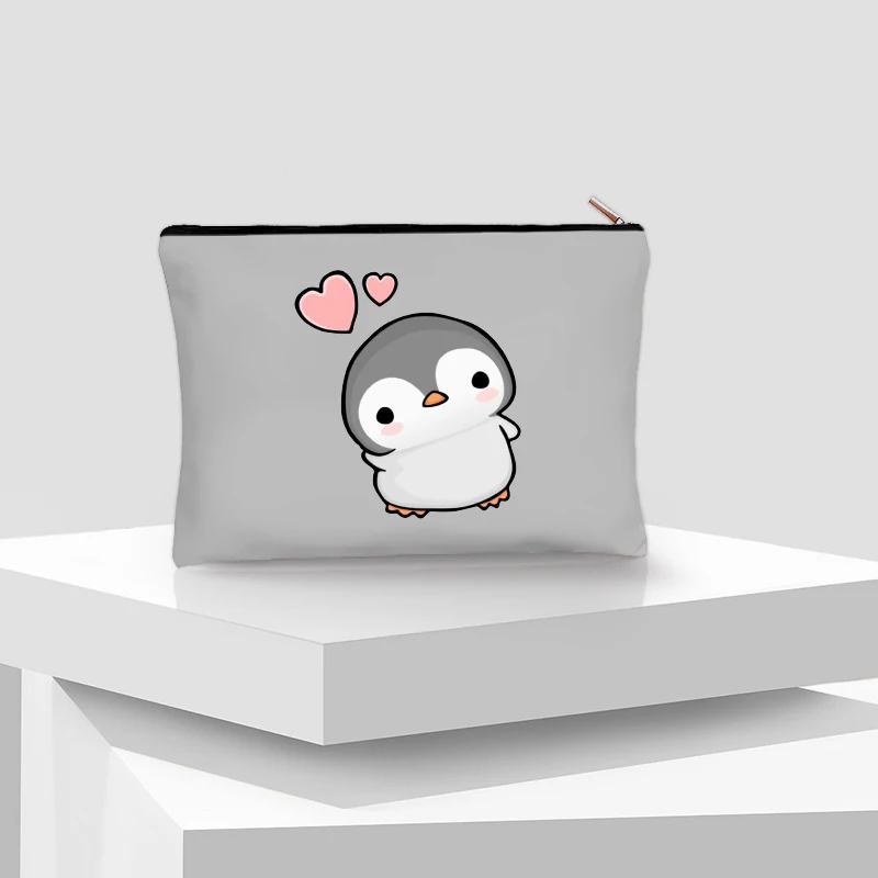 Cute Little Penguin Cosmetic Zipper Case Stationery Storage Children Pencil Cases Makeup Bags Organizer Birthday Gift for Girls