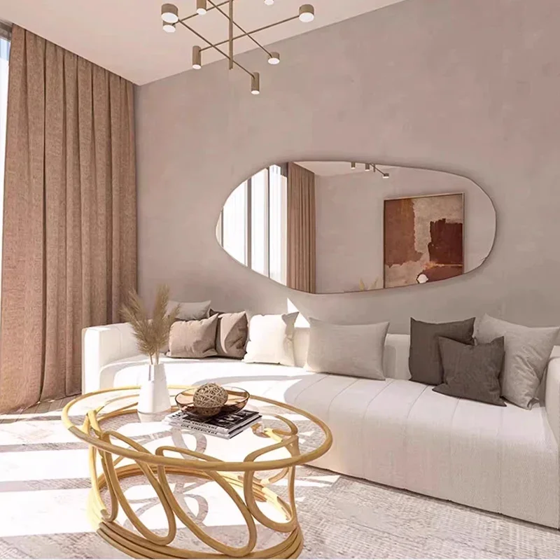 Mirrors Light House Decor Mirror Room Design Irregular Golden Large Full Body Espelho Standing Led Lighting Vintage Floor