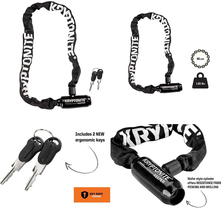 

Keeper 585 Bike Chain Lock, 2.7 Feet Long Heavy Duty Anti-Theft Bicycle Chain Lock with Keys for Bike, Motorcycle, Scooter, Bic