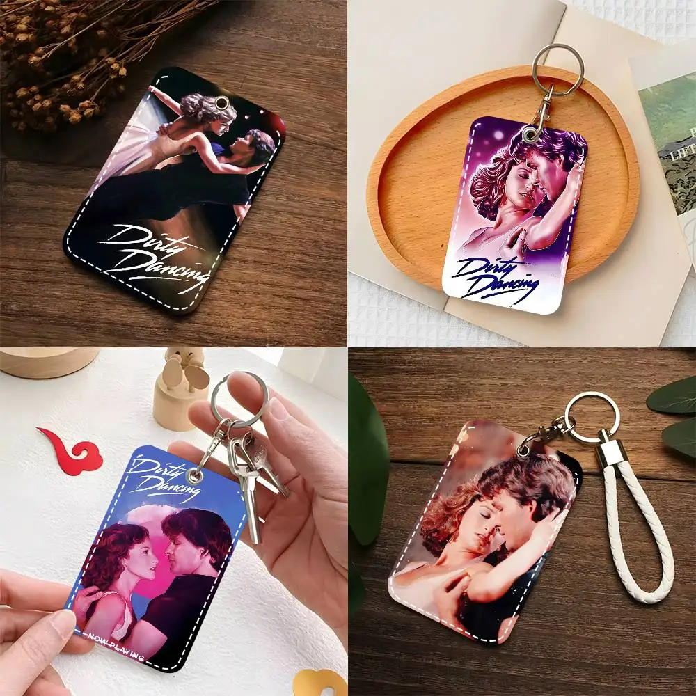 1pc Movie Dirty Dancing Card Case Keychain Access Card Bag Key Tag Ring Leather Card Holder Key Ring Access