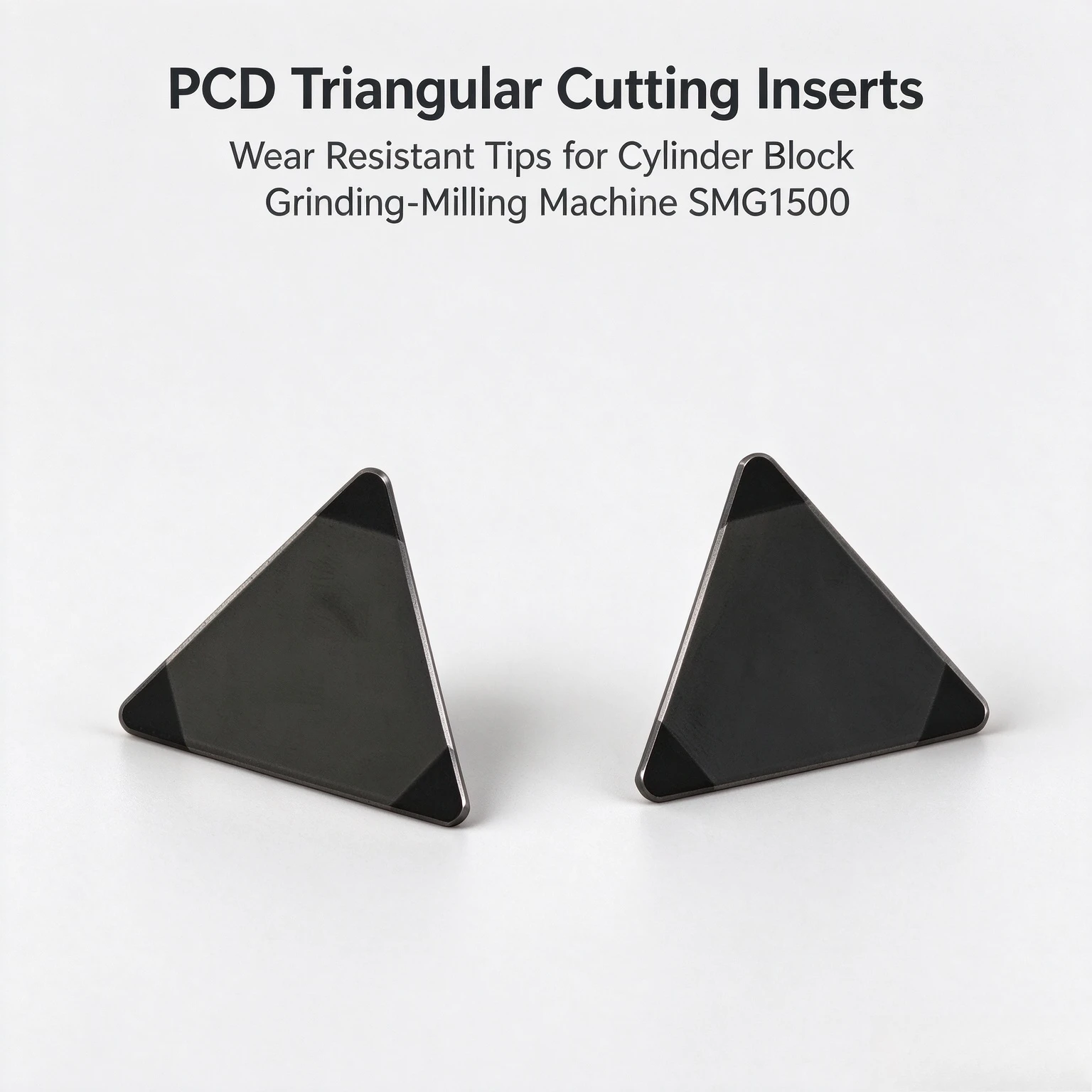 SMG1500 Machine Spare PCD Triangle Inserts, Wearproof Cutting Tips for Cylinder Block Grinding & Milling