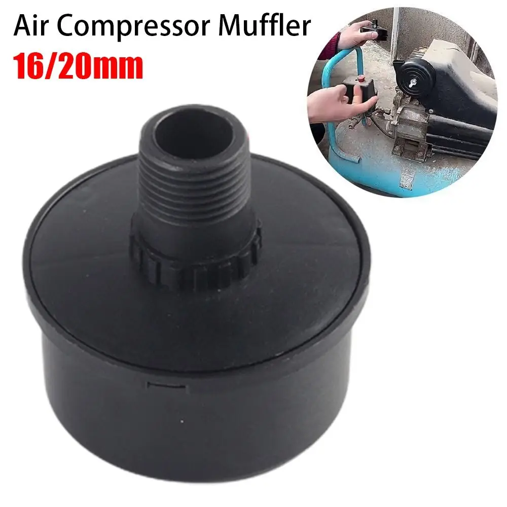 1Pcs 16/20mm Filter Silencer Male Thread Air Compressor Intake Air Compressor Muffler Black Pneumatic Tool Accessory