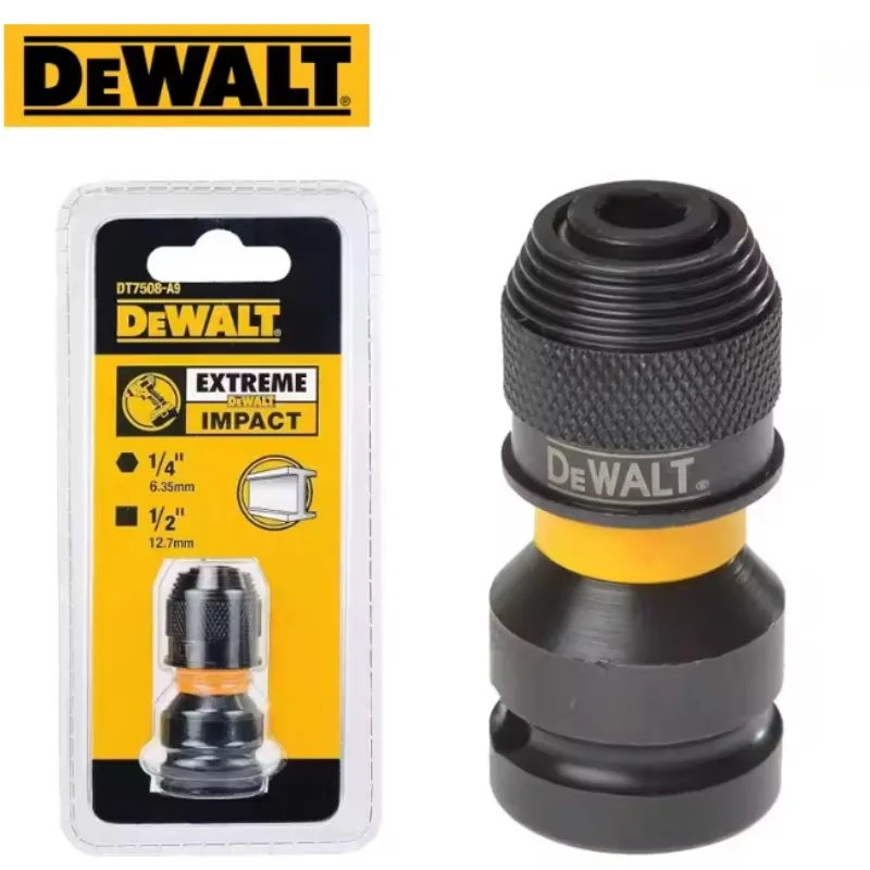 Adaptador de Chave de Impacto DEWALT DT7508-QZ: Conversor de Encaixe Sextavado de 1/4" para Quadrado de 1/2" para Chave Catraca - Acessório de Ferramenta