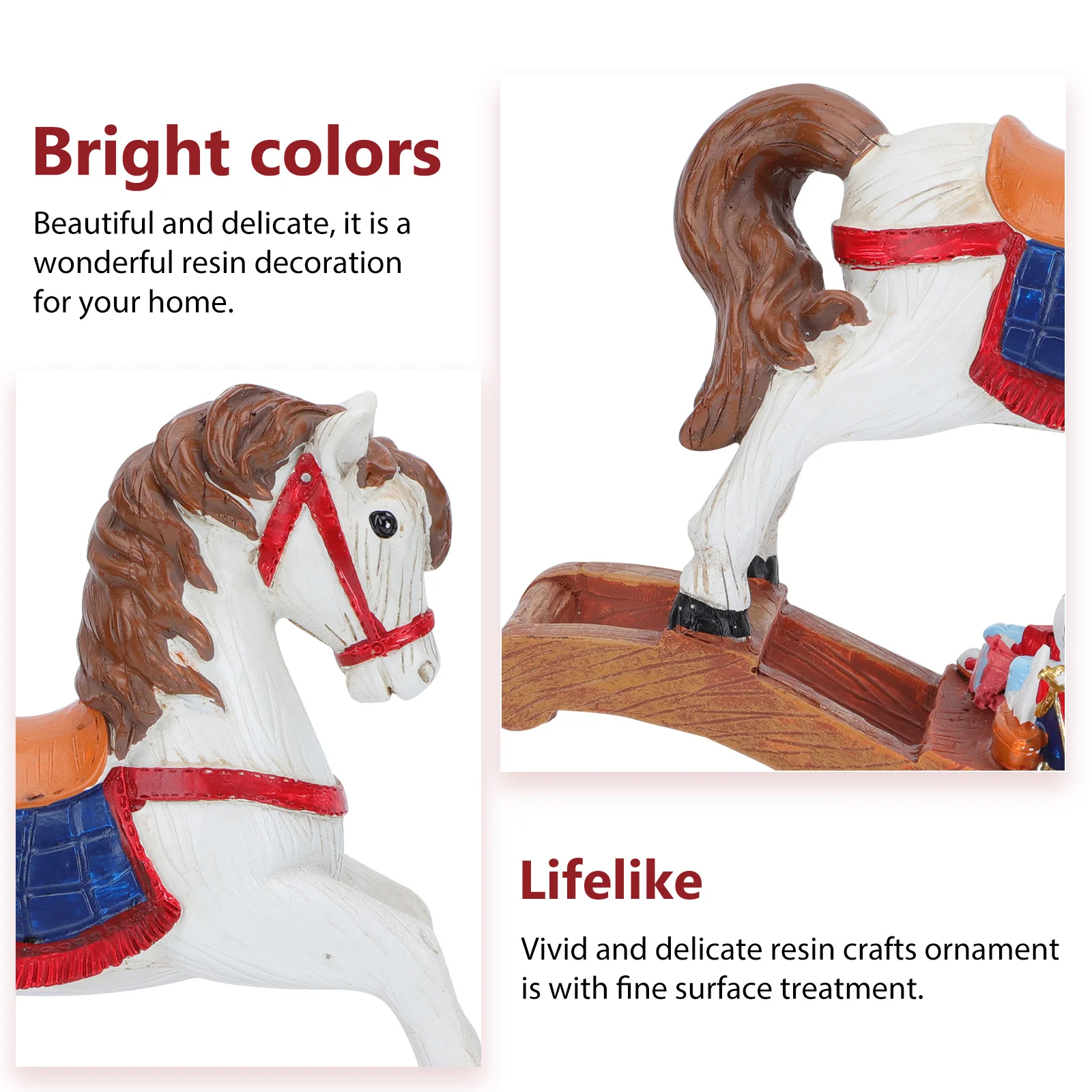 

1Pcs Resin Hobbyhorse Ornament Vivid Xmas Desktop Adornment Home Office Tabletop Resin Sculpture Xmas Indoor Decor