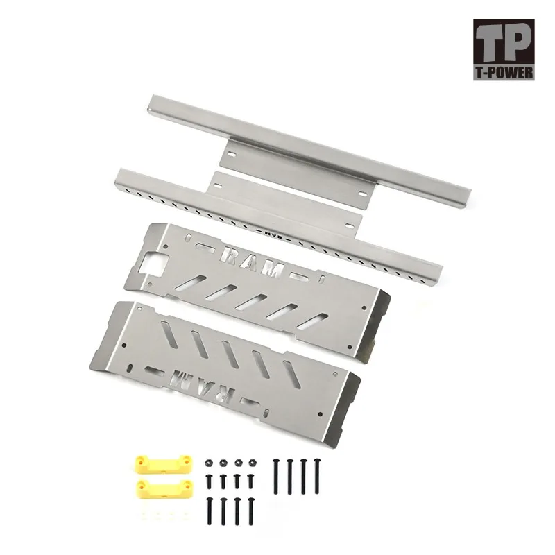 

Stainless Steel Side Guards Armor for KM 1/8 Dodge RAM 1500 RC Crawler Truck, Metal Rock Sliders Armor Direct Bolt-On Parts