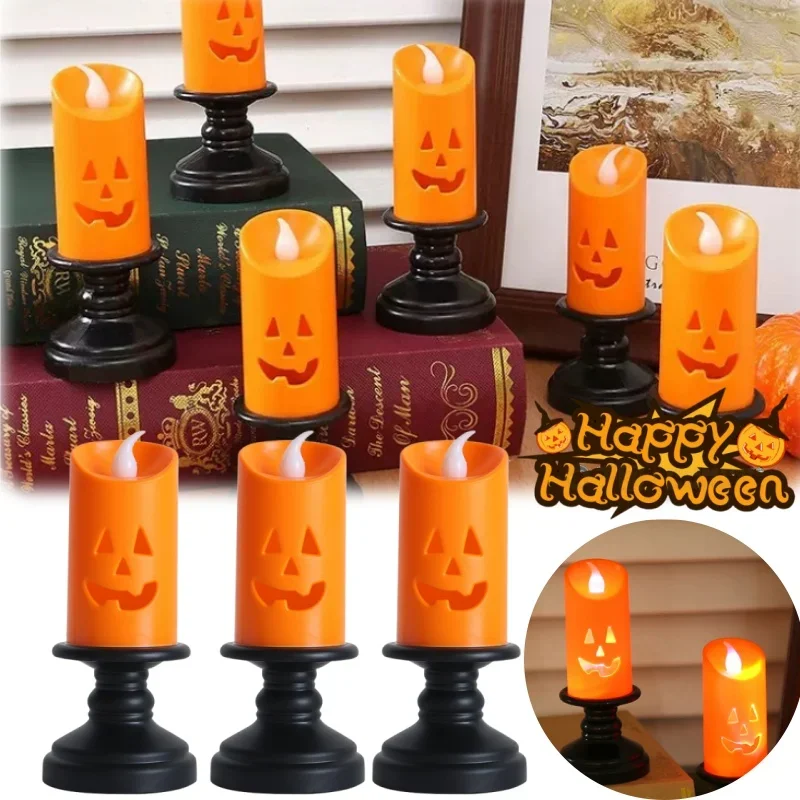 

Pumpkin Candle Light Orange Flameless Candle Lights LED Lamps Festival Decor Light for Halloween Party Table Centerpieces