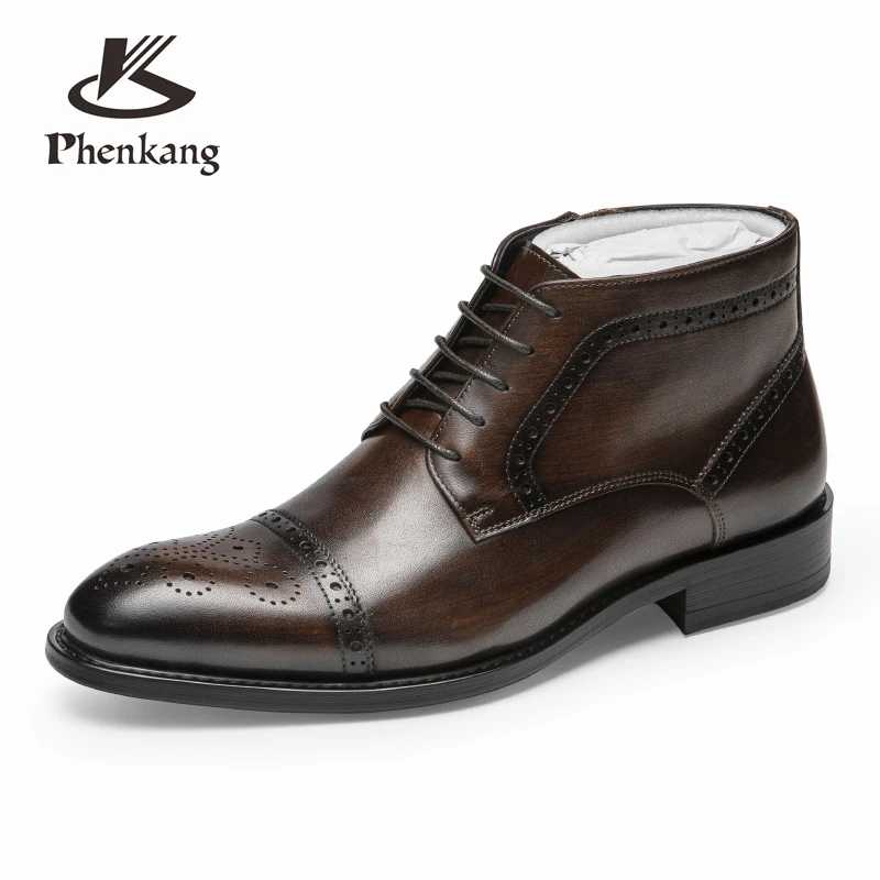 

Men's genuine cow leather boots Banquet business suits cowhide boots leather boots men shoes