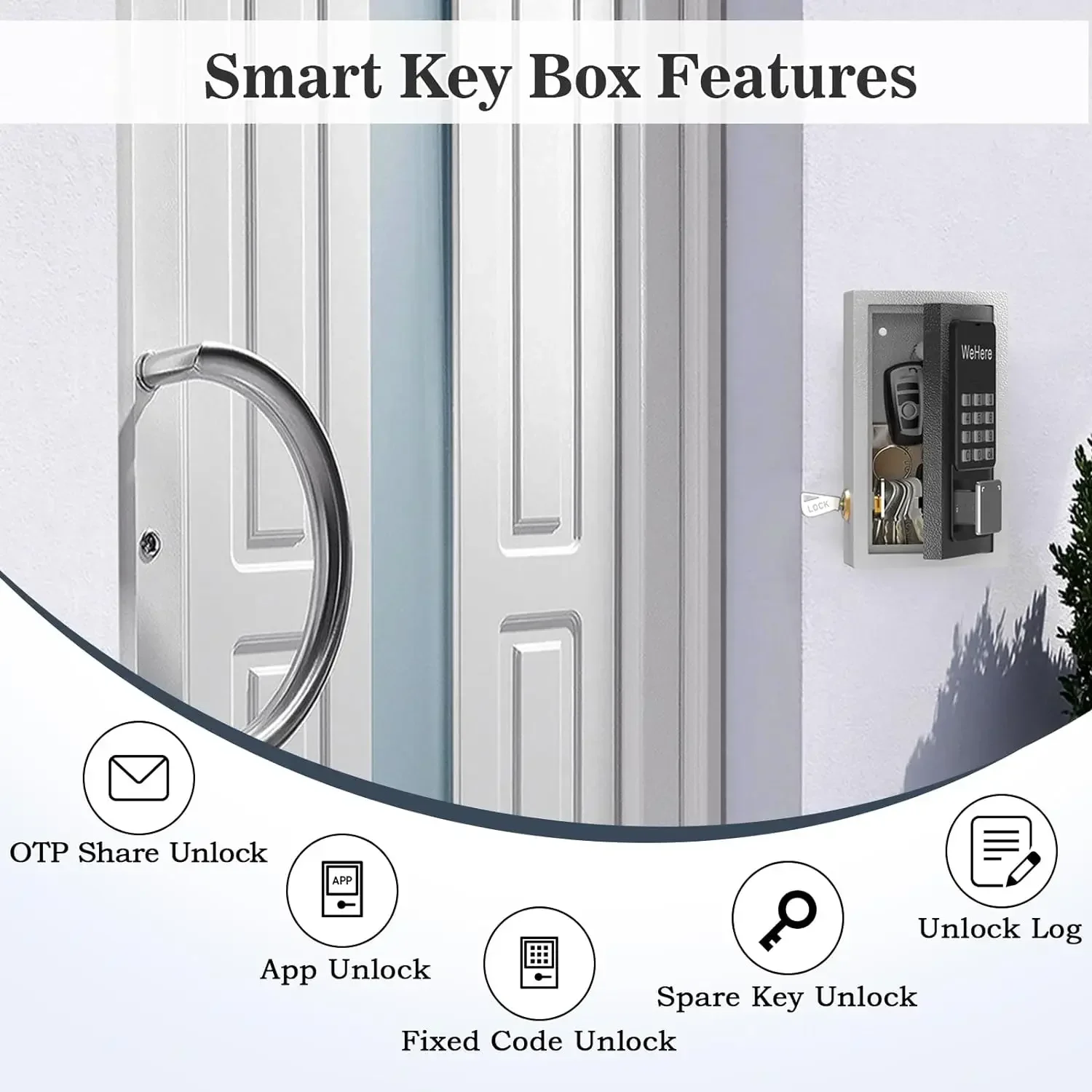 Imagem -03 - Impermeável Key Safe Box Wall Mounted Suporte Adequado para Chaves de Casa Otp App Código Fixo Desbloqueio Outdoor Security Management