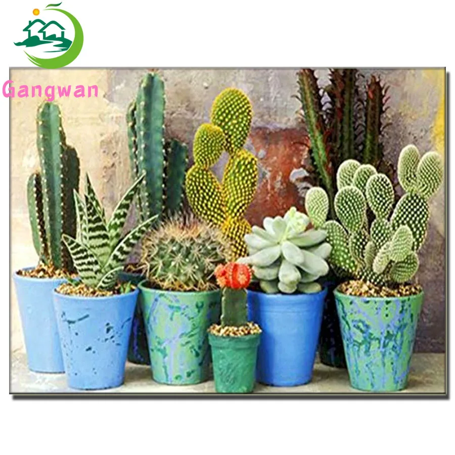 

Diamond Painting cactus, succulents, green plants Picture Full Square Round Drill 5D DIY Diamond Embroidery Botany Mosaic decor