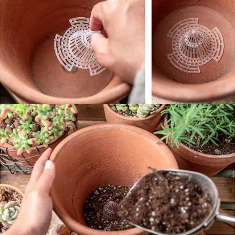 1~10 Pcs Garden Cone Flower Pot Drainage Hood Plant Bottom Grid Mat Cone Bottom Leak-proof Breathable Drainage Hole Protect Soil