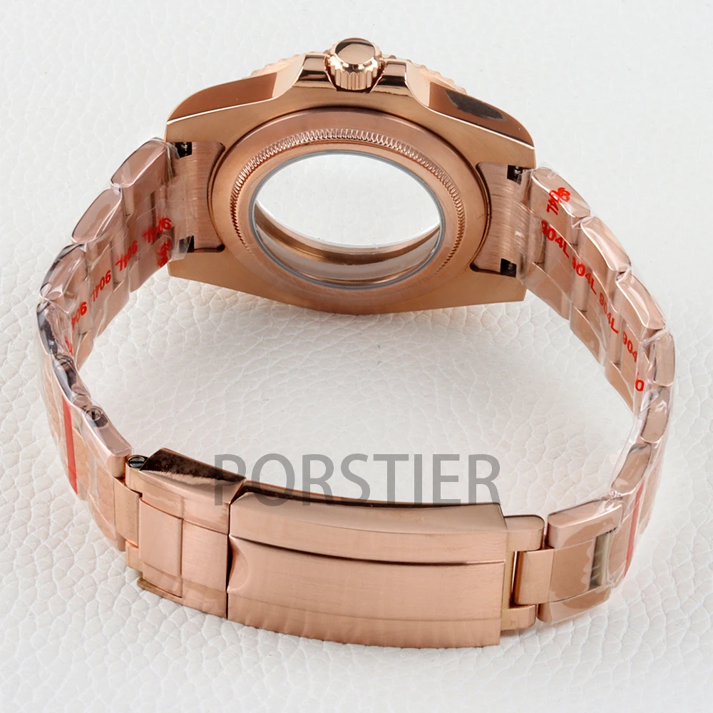 40mm NH35 Case Rose Gold PVD With Oyster/Jubilee Bracelet Sapphire Glass Waterproof for NH34 NH35 NH36 NH38 movement Sub Case
