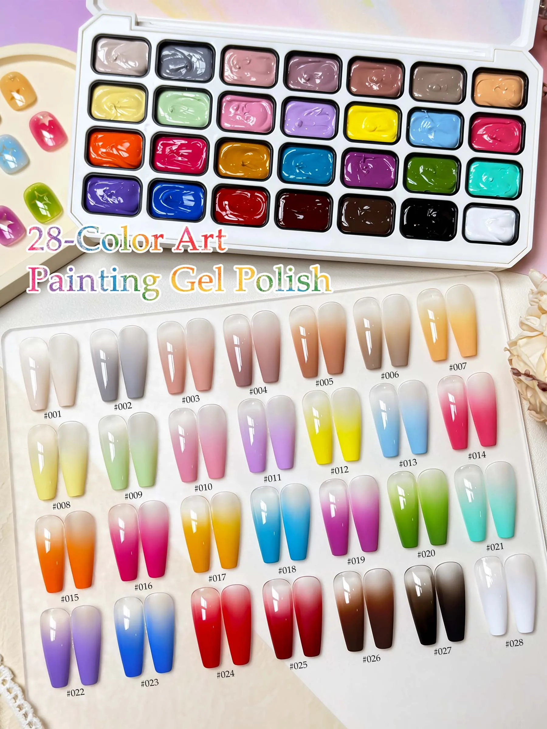 28 Colors Colorful Patting Gel Smudge Canned High Saturation Popular Semi-Solid Nail Polish Gel Women's Salon Manicure DIY
