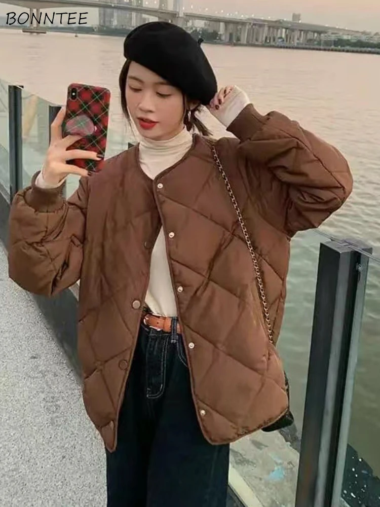 

Plaid Parkas Women Korean Fashion All-match Aesthetic Clothing All-match Autumn Winter Coat Solid Simple Cleanfit Aesthetic Ins