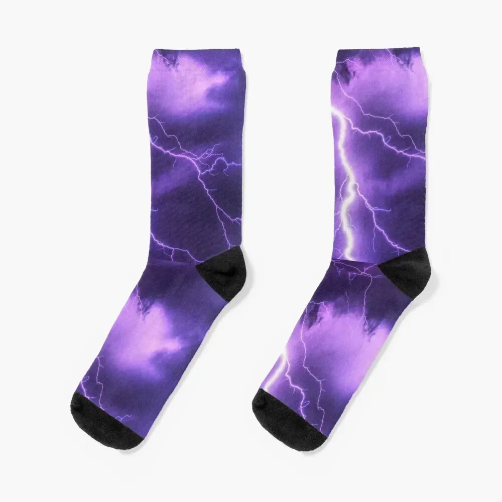 

Purple Lightning Socks halloween sports stockings anti-slip Girl'S Socks Men's